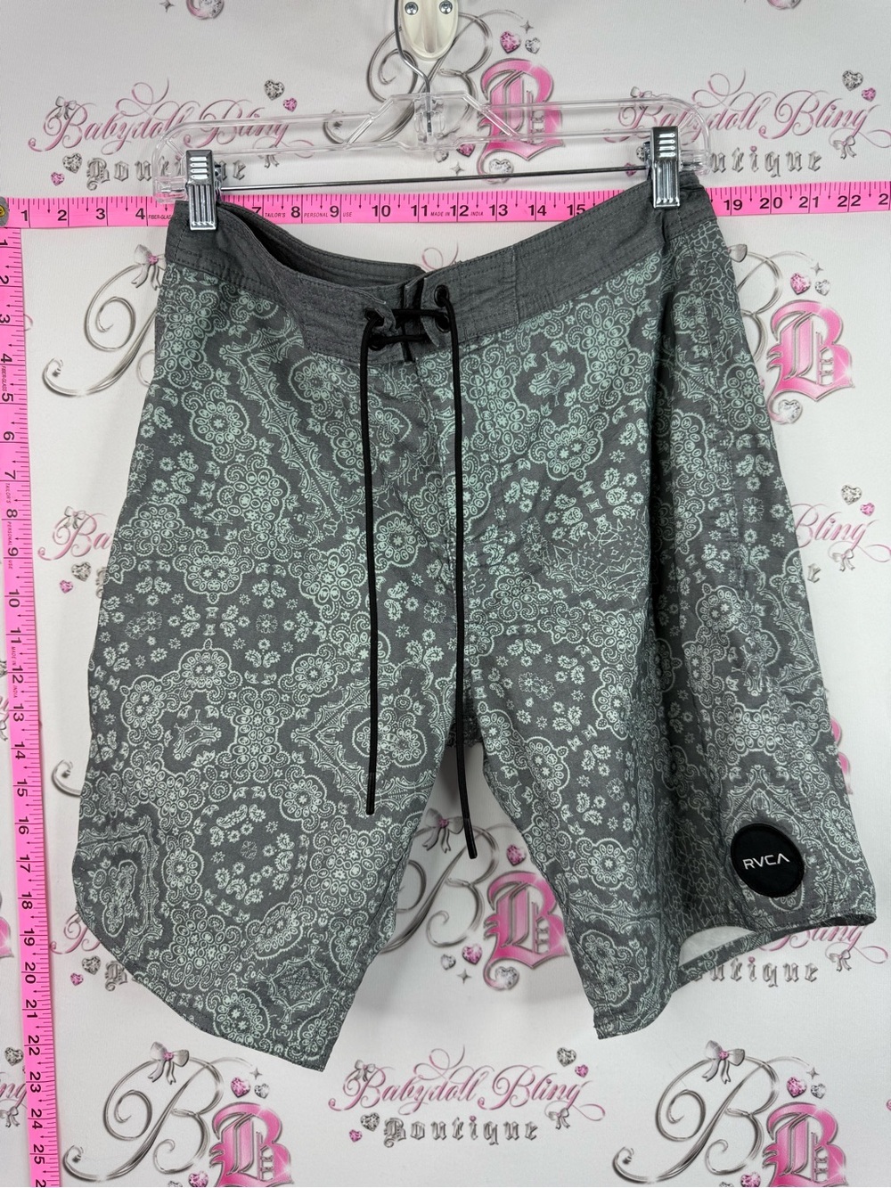 RVCA shorts board surf swim bandana pattern Gray blue Paisley Swim Shorts